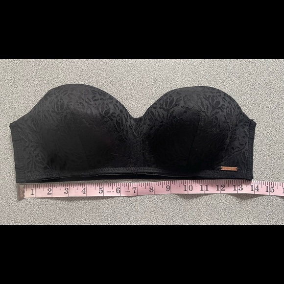 Danskin Black Lace Overlay Strapless Bralette Size Large - Picture 5 of 6